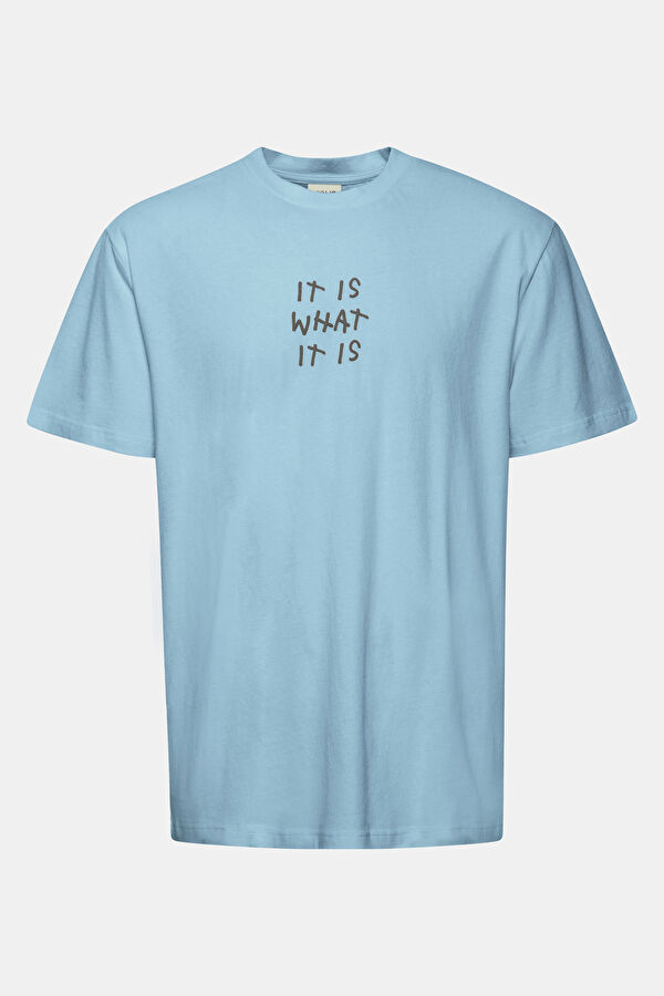 Relax Pattern Blue Crew Neck Printed T-Shirt 3