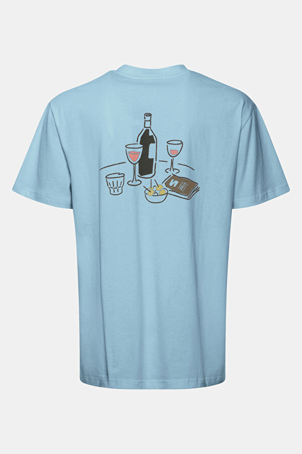 Relax Pattern Blue Crew Neck Printed T-Shirt 4