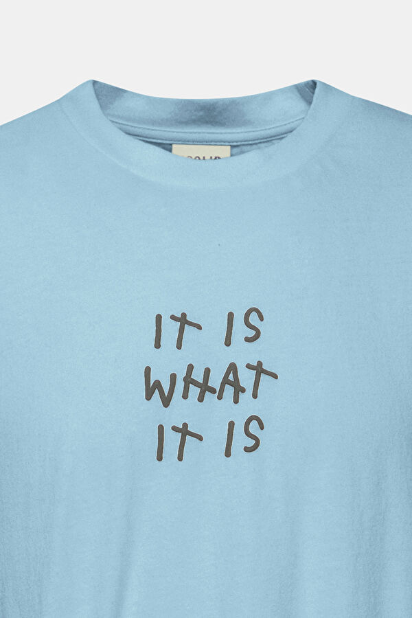 Relax Pattern Blue Crew Neck Printed T-Shirt 5