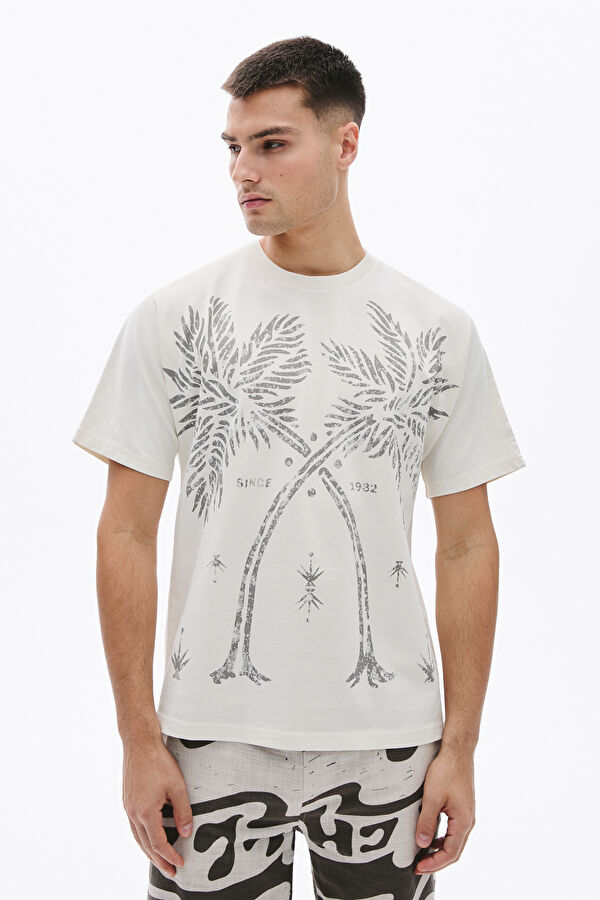 Off-white crew neck printed men's T-shirt