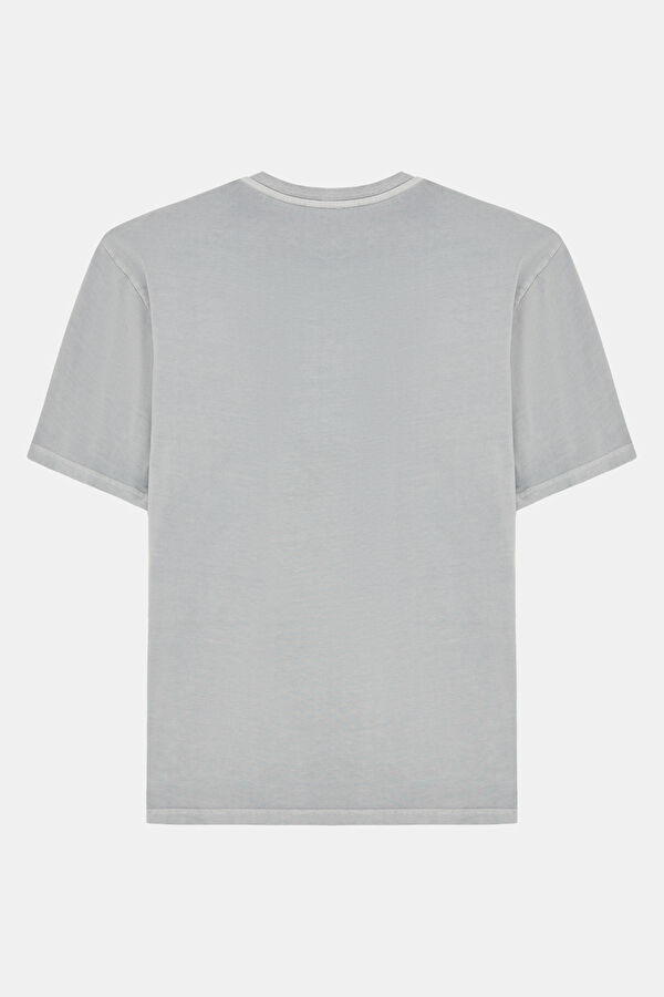 Grey Crew Neck Embroidered Men's T-Shirt 7