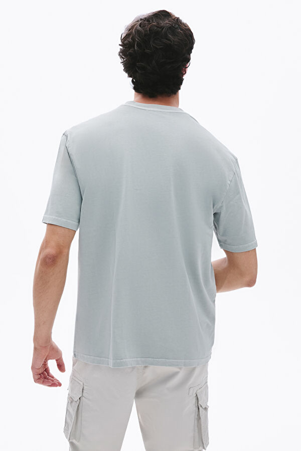 Grey Crew Neck Embroidered Men's T-Shirt 2
