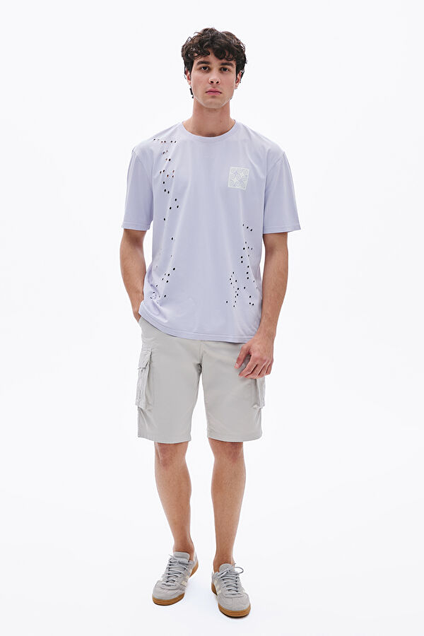 Lilac Crew Neck Printed Men's T-Shirt 2