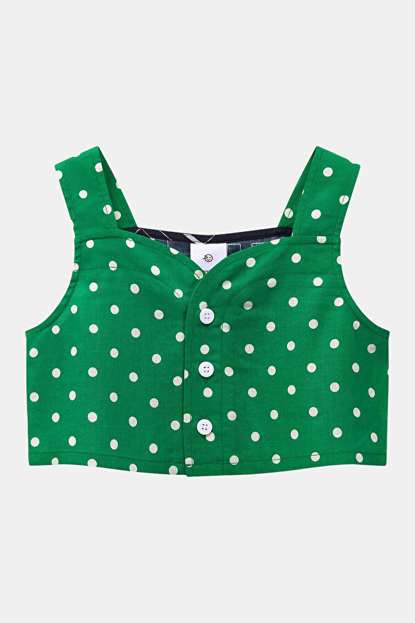 Green Polka Dot Strappy Kids Blouse