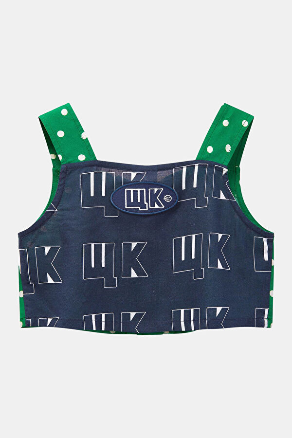 Green Polka Dot Strappy Kids Blouse 2
