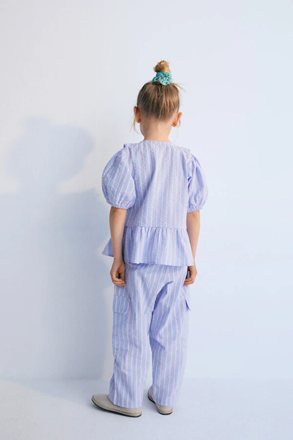 Light Blue Straight Leg Kids Pants 2