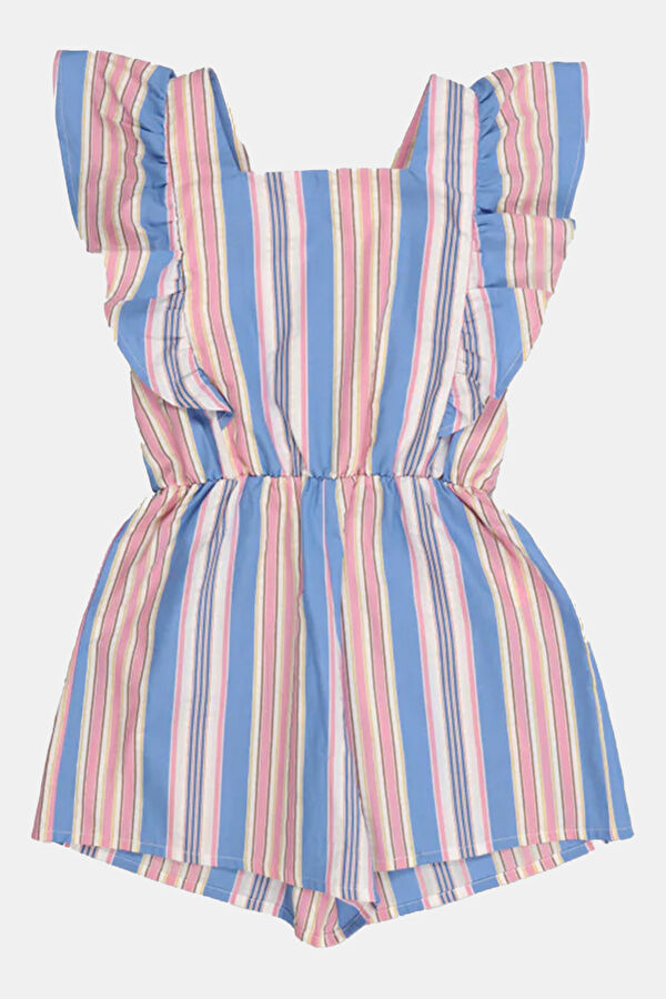 Açık Pembe Çizgili Desenli Çocuk Tulum