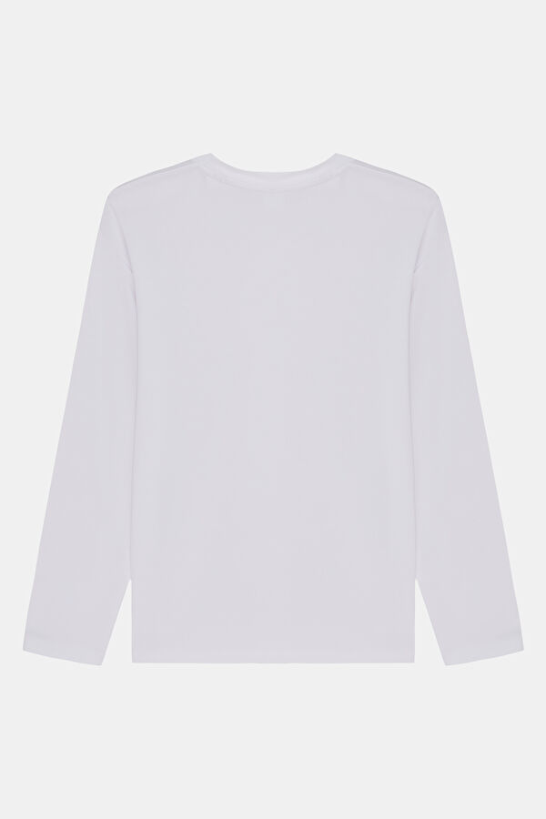 Beyaz Bisiklet Yaka Erkek T-Shirt 2
