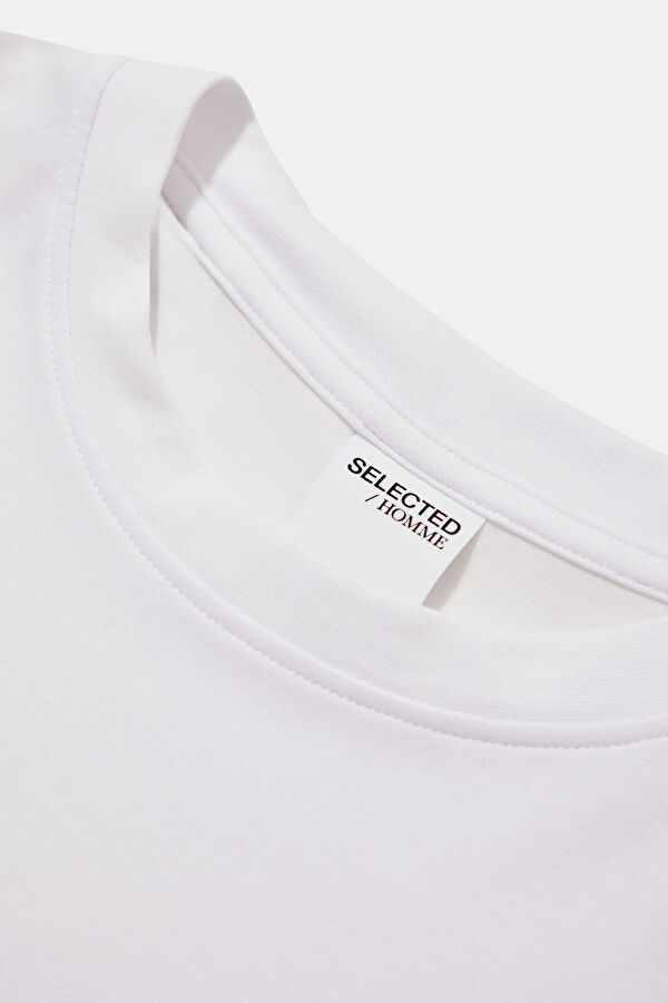 Beyaz Bisiklet Yaka Erkek T-Shirt 3