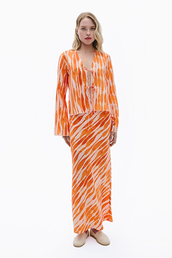 Orange Patterned Women's Skirt