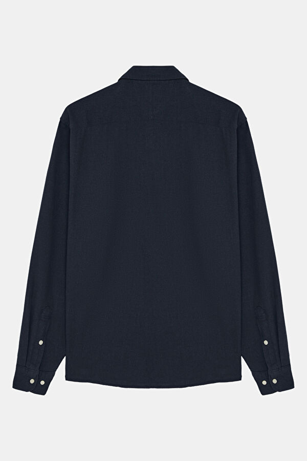Navy Blue Linen Men's Shirt 2