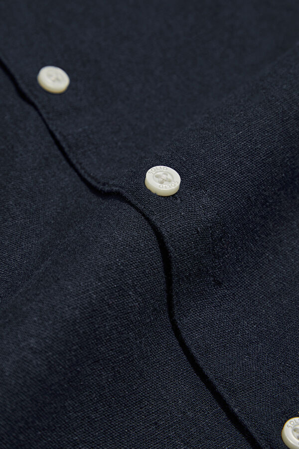 Navy Blue Linen Men's Shirt 4