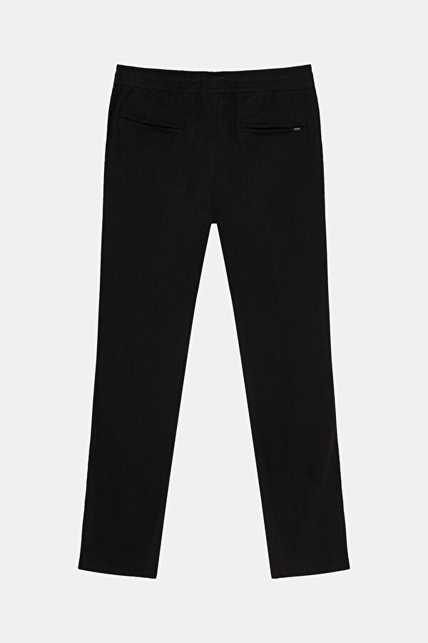 Black Slim Fit Linen Viscose Men's Trousers 2