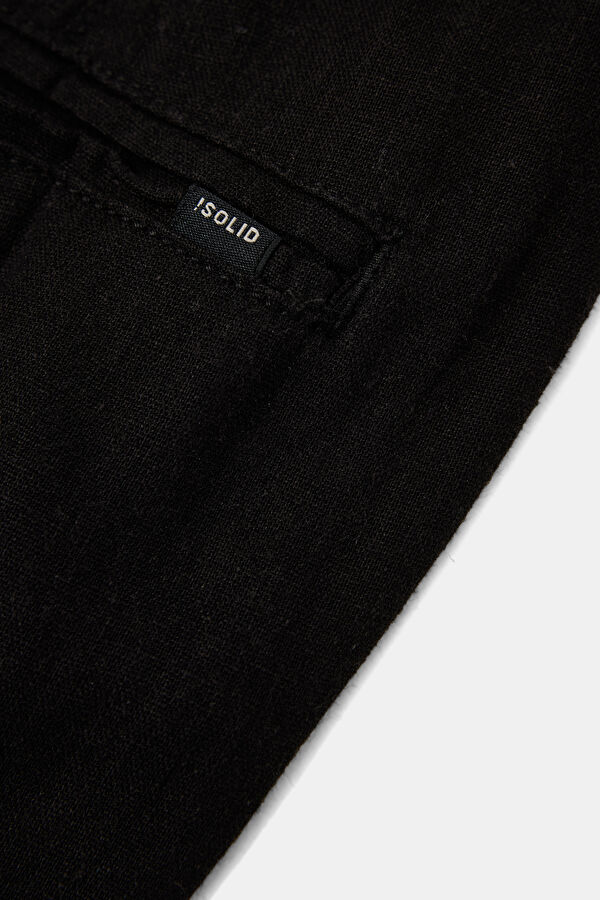 Black Slim Fit Linen Viscose Men's Trousers 4