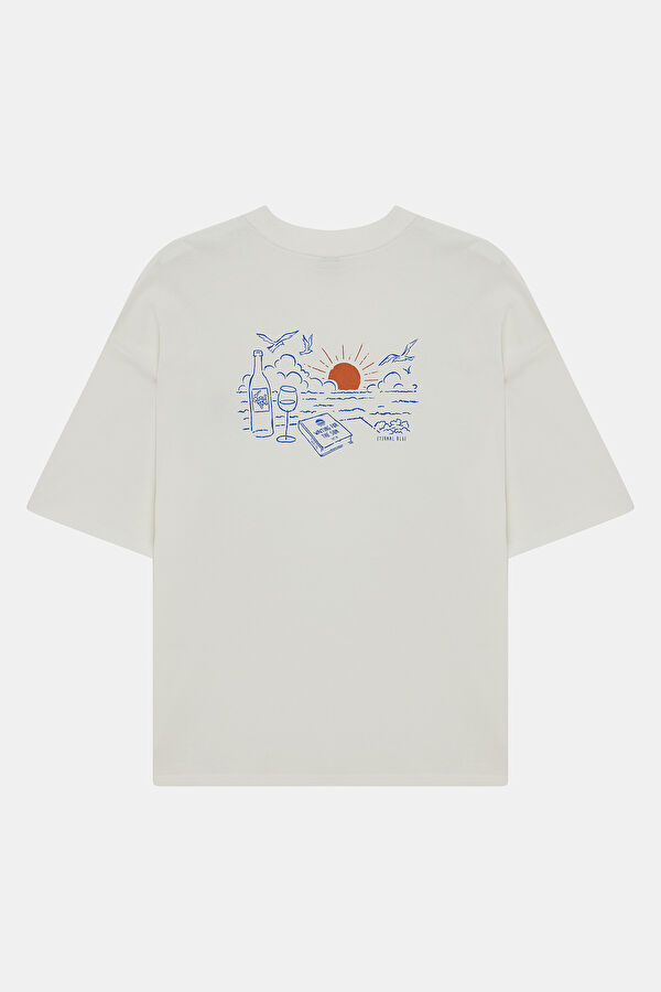 Relax Pattern Cream Crew Neck Printed T-Shirt 2