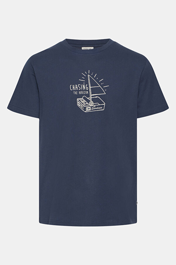 Navy Blue Crew Neck Printed Men's T-Shirt 4