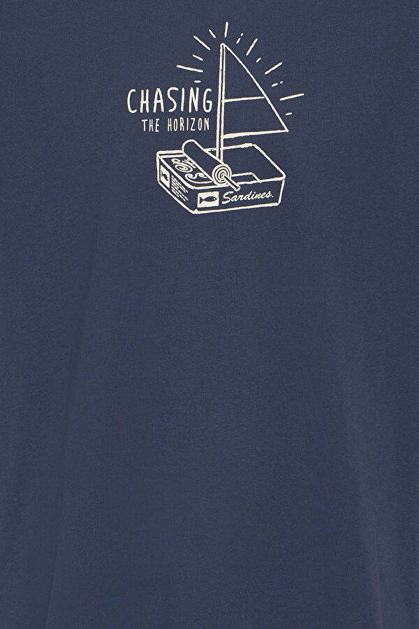 Navy Blue Crew Neck Printed Men's T-Shirt 6