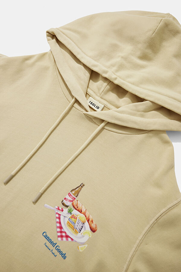 Bej Kapuşonlu Erkek Sweatshirt 5