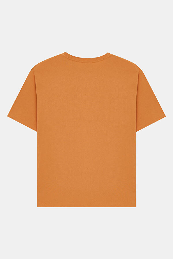 Turuncu Bisiklet Yaka Baskılı T-Shirt 2