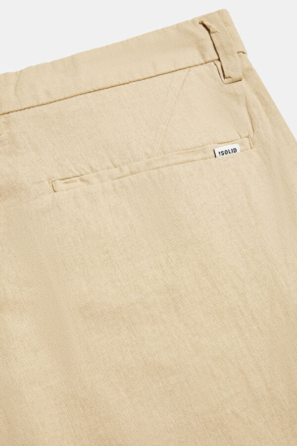 Beige Straight Leg Linen Viscose Men's Trousers 7