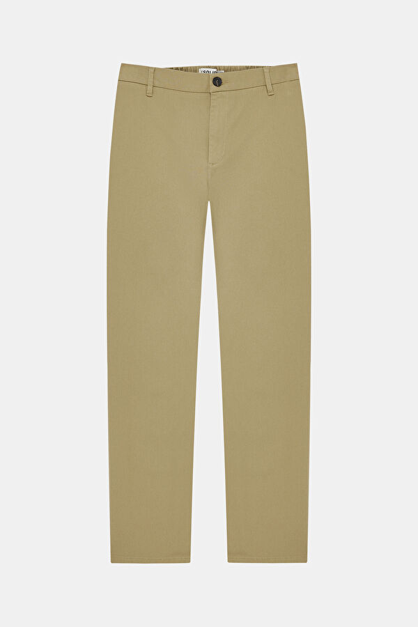 Beige Slim Fit Men's Trousers