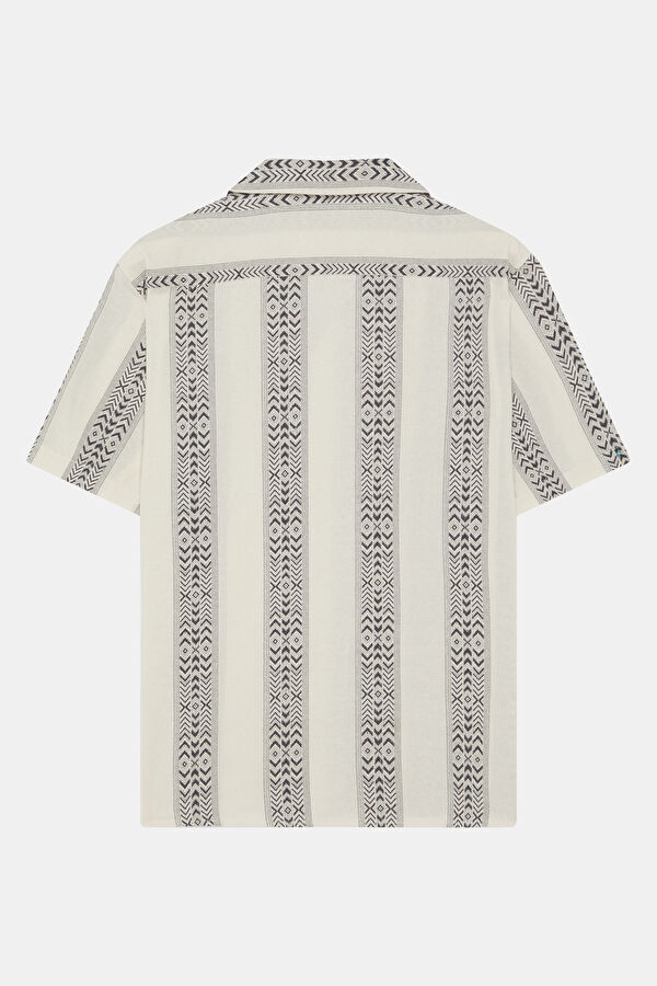 Ecru Striped Resort Collar Shirt 2