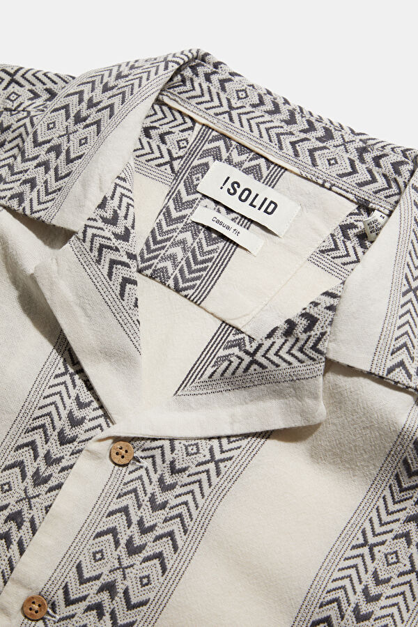 Ecru Striped Resort Collar Shirt 3