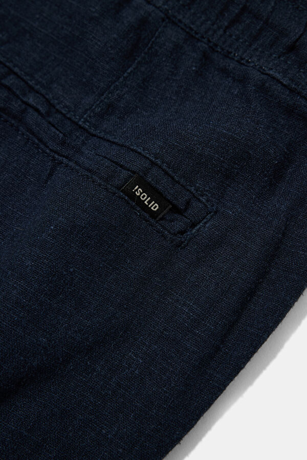 Navy Blue Slim Fit Linen Viscose Men's Trousers 4