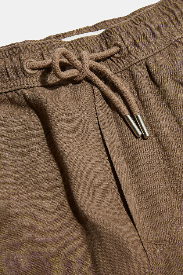 Coffee Brown Slim Fit Linen Viscose Men's Trousers 3