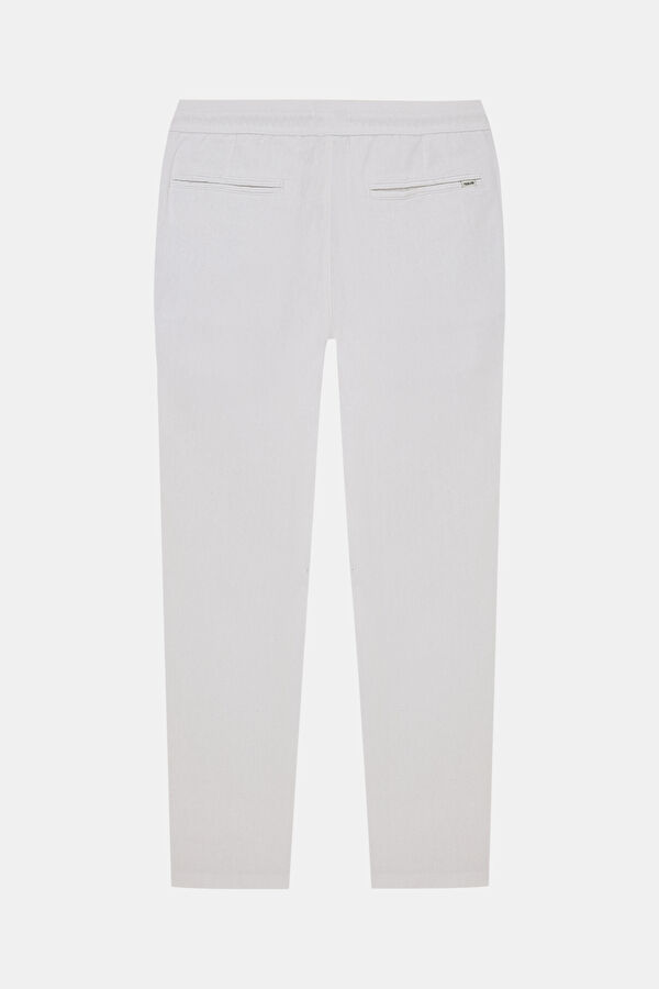 White Slim Fit Linen Viscose Men's Trousers 2
