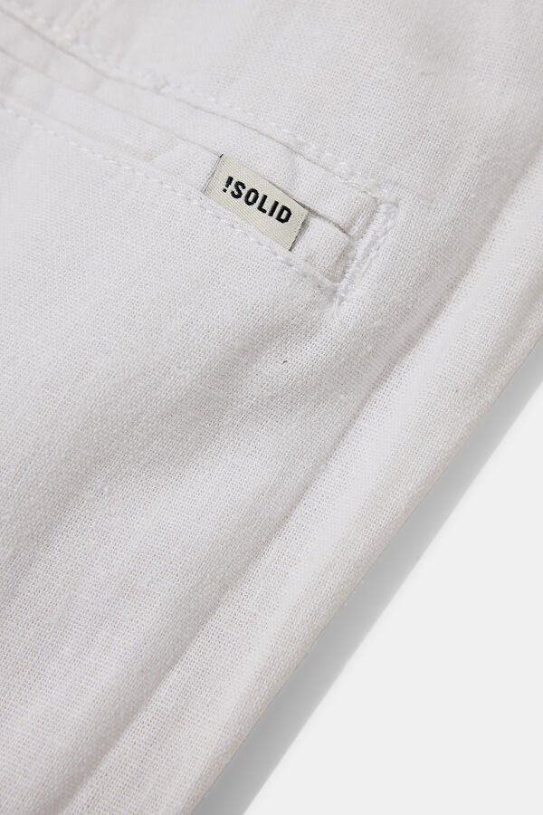White Slim Fit Linen Viscose Men's Trousers 4
