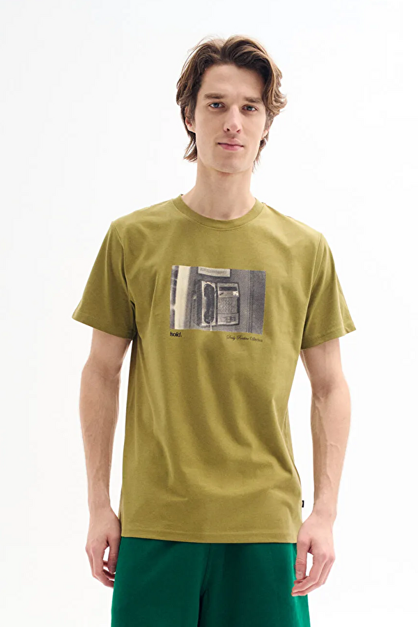 Green Crew Neck Print Men's T-Shirt