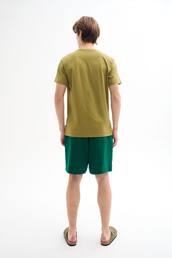 Green Crew Neck Print Men's T-Shirt 2