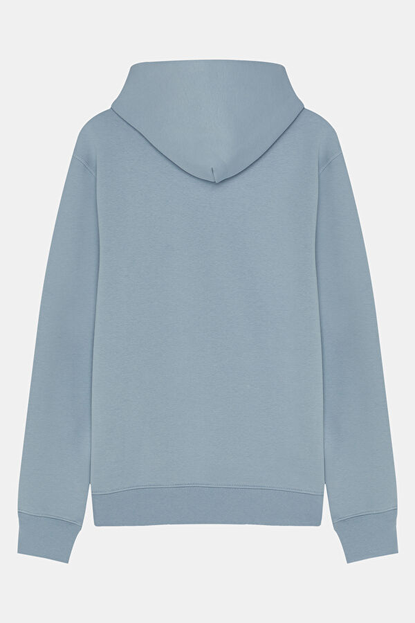 Light Blue Relax Fit Hooded Men's Sweatshirt 2