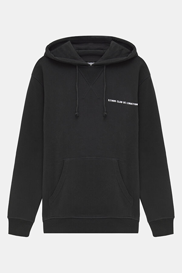 Siyah Kapuşonlu Erkek Sweatshirt