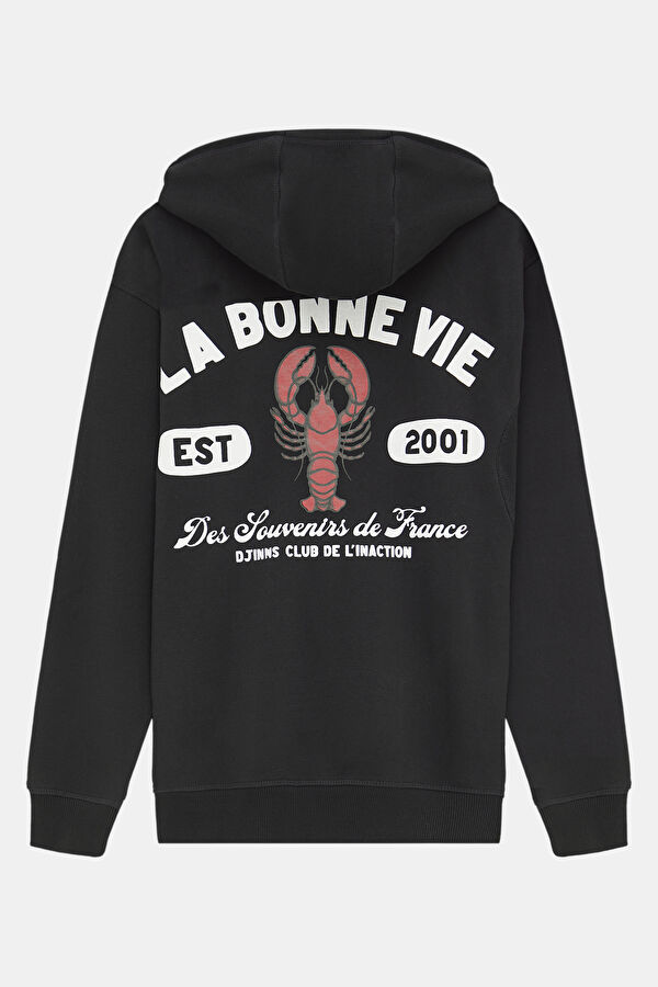 Siyah Kapuşonlu Erkek Sweatshirt 2