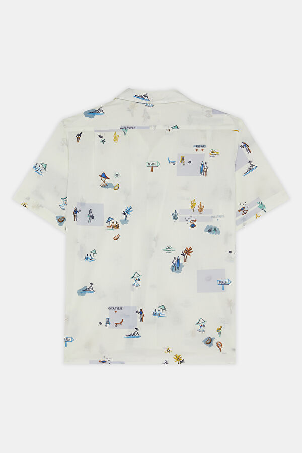 Cream Design Filled Resort Collar Shirt 2