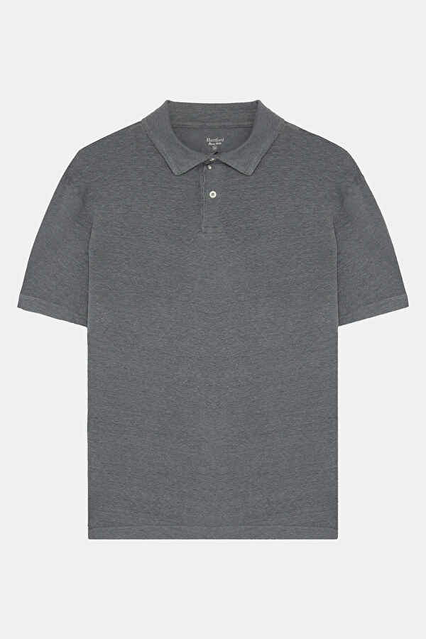 Green Polo Collar Linen Men's T-Shirt