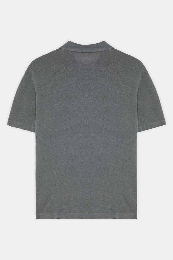 Green Polo Collar Linen Men's T-Shirt 2