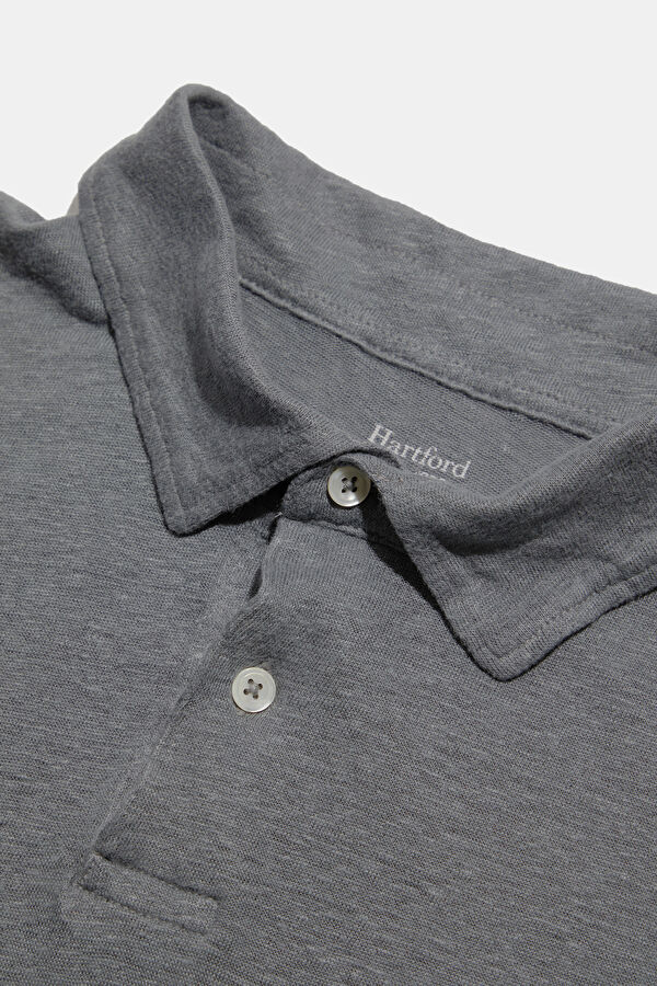 Green Polo Collar Linen Men's T-Shirt 3