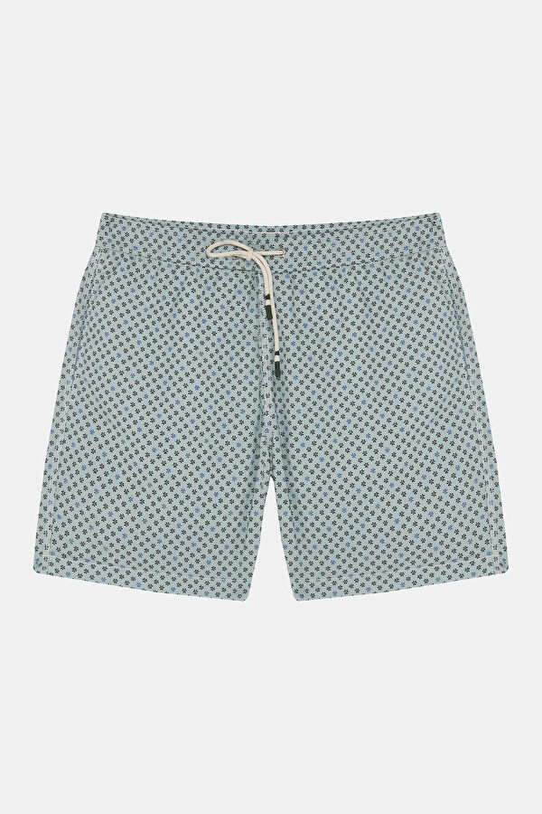 Light Blue Patterned Elastic Swimsuit