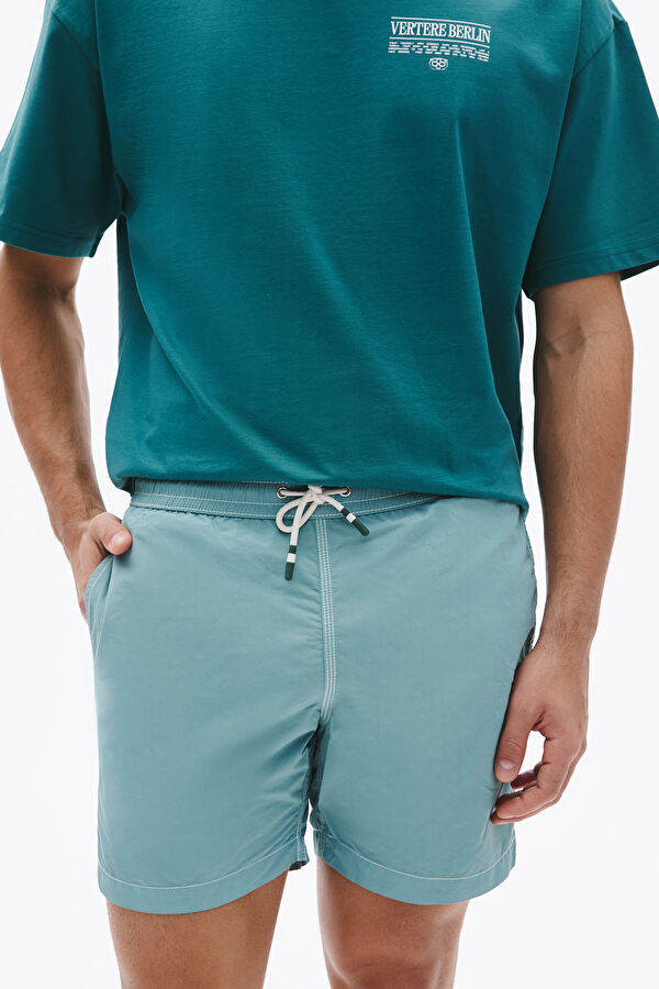 Light Green Men's Swimsuit with Elastic Waistband