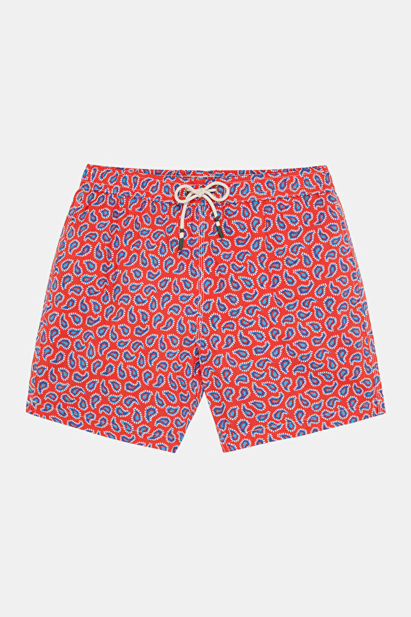 Red Patterned Elastic Swimsuit 3