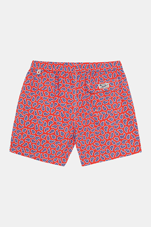 Red Patterned Elastic Swimsuit 4