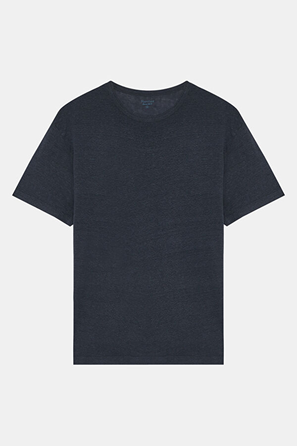 Dark Grey Crew Neck Linen Men's T-Shirt