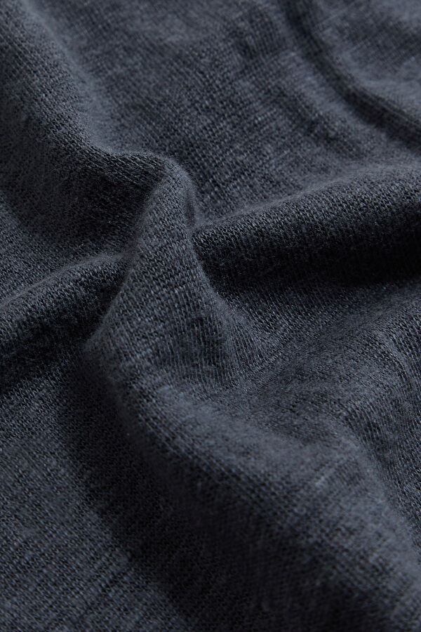 Dark Grey Crew Neck Linen Men's T-Shirt 4