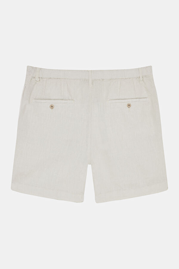 Ecru Linen Men's Shorts 4