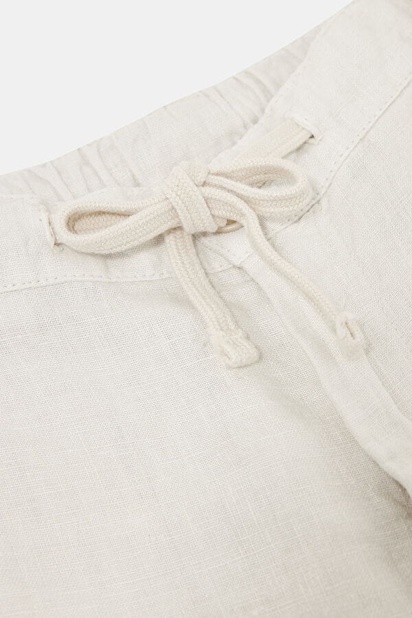 Ecru Linen Men's Shorts 5