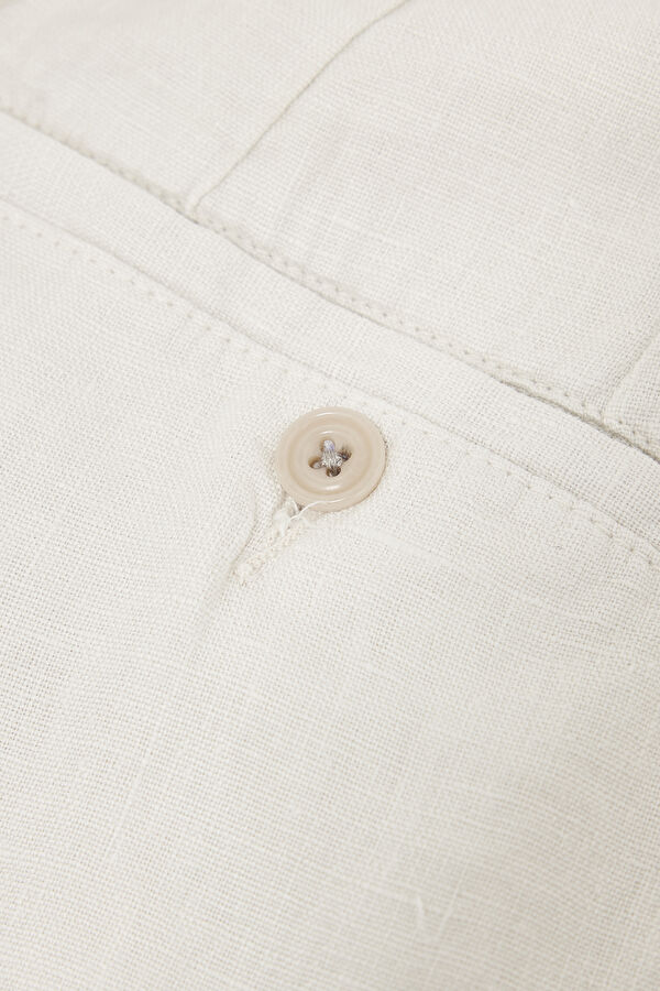 Ecru Linen Men's Shorts 6