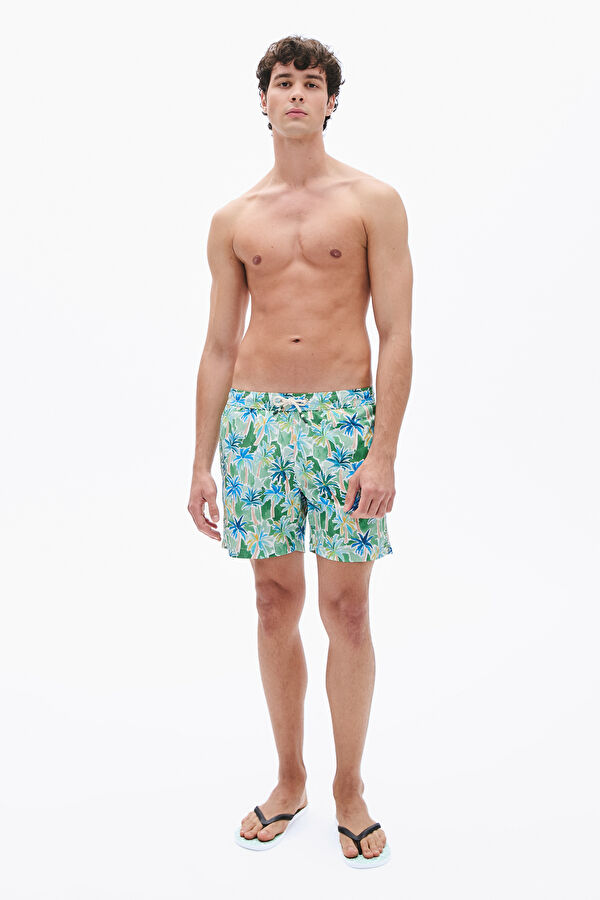 Multicolored Floral Patterned Elastic Swimsuit
